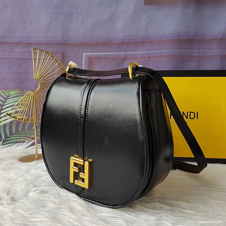 Cheap Medium Bag Calf Fendi C'mon Black In Leather 0823